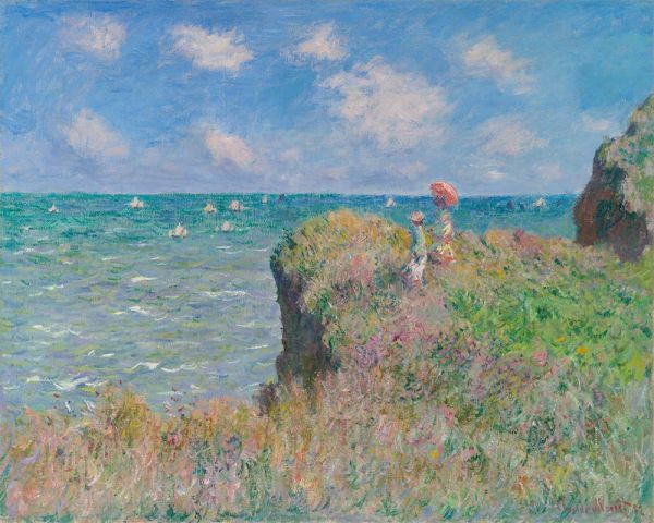 Spaziergang über die Felsen von Pourville, 1882 von Claude Monet | Gemälde-Reproduktion