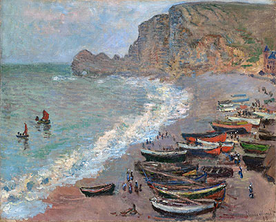Etretat, Beach and the Porte d'Amont, 1883 | Claude Monet | Painting Reproduction