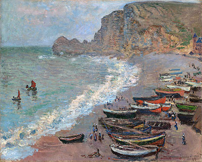 Étretat, Strand und Porte d'Amont, 1883 von Claude Monet | Gemälde-Reproduktion