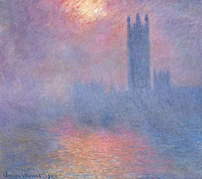 London, Parliament with the Sun Breaking Fog, 1904 | Claude Monet | Painting Reproduction