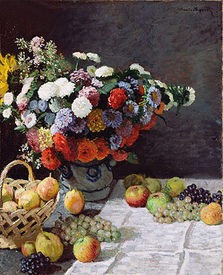 Still Life with Flowers and Fruit, 1869 | Monet | Painting Reproduction