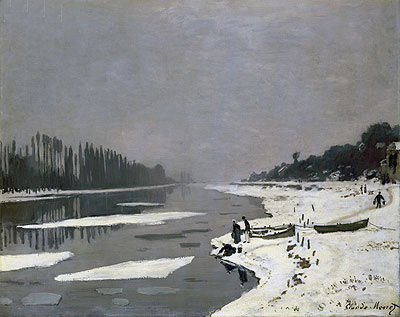 Ice on the Seine at Bougival, c.1864/69 by Claude Monet | Painting Reproduction