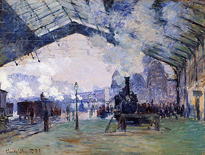 Arrival of the Normandy Train, Gare Saint-Lazare, 1877 by Claude Monet | Painting Reproduction