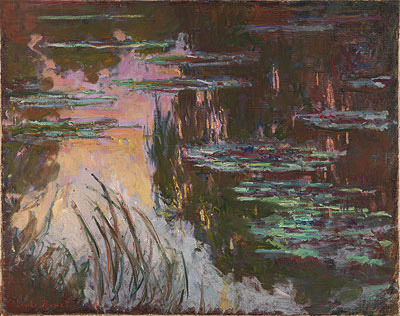 Water-Lilies, Setting Sun, c.1907 | Claude Monet | Gemälde Reproduktion