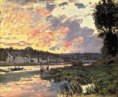 The Seine at Bougival, Evening, 1869 | Monet | Painting Reproduction