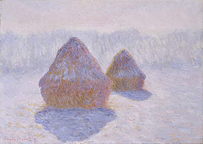 Haystacks (Effect of Snow and Sun), 1891 by Claude Monet | Painting Reproduction