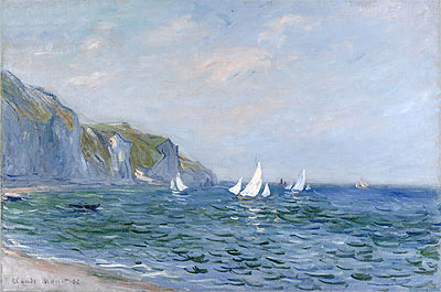 Cliffs and Sailboats at Pourville, 1882 | Claude Monet | Gemälde Reproduktion