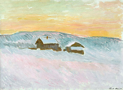 Norwegische Landschaft, blaue Häuser | Claude Monet | Gemälde Reproduktion