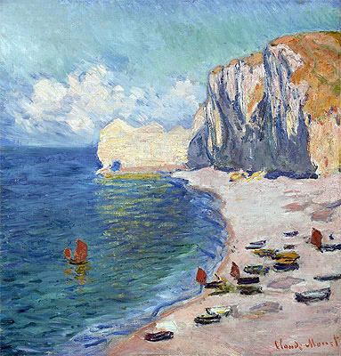 Etretat: The Beach and the Falaise d'Amont, 1885 | Claude Monet | Painting Reproduction