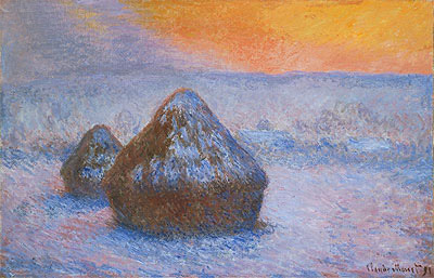 Stacks of Wheat (Sunset, Snow Effect), 1891 | Monet | Painting Reproduction