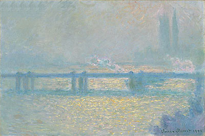 Charing Cross Bridge (bewölkter Tag) | Claude Monet | Gemälde Reproduktion