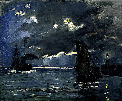Meereslandschaft, Schiffe im Mondlicht | Claude Monet | Gemälde Reproduktion