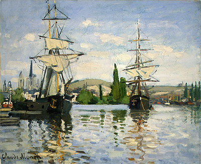 Ships Riding on the Seine at Rouen, c.1872/73 | Claude Monet | Gemälde Reproduktion