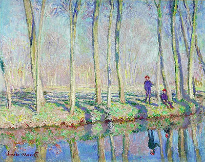 Jean-Pierre Hoschedé und Michel Monet am Ufer der Epte | Claude Monet | Gemälde Reproduktion