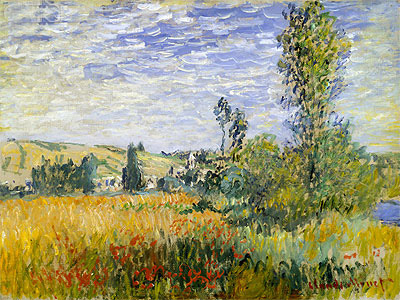 Landschaft bei Vétheuil | Claude Monet | Gemälde Reproduktion