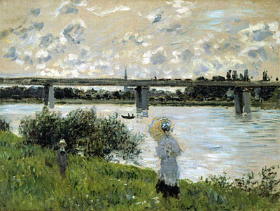 The Promenade with the Railroad Bridge, Argenteuil, 1874 | Claude Monet | Painting Reproduction