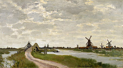 Windmills Near Zaandam, 1871 | Claude Monet | Painting Reproduction