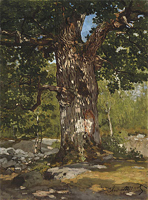 The Oak at Bas-Breau, Le Bodmer, 1865 | Claude Monet | Gemälde Reproduktion