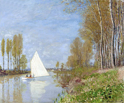 Sailboat on the Petit Bras of the Seine, Argenteuil, 1875 | Claude Monet | Painting Reproduction