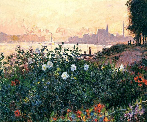 Argenteuil, the Bank in Flower, 1877 | Claude Monet | Painting Reproduction