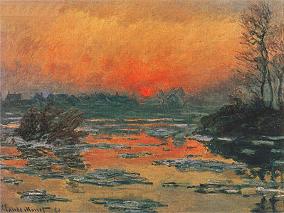 Sunset on the Seine at Lavacourt, 1880 | Claude Monet | Gemälde Reproduktion