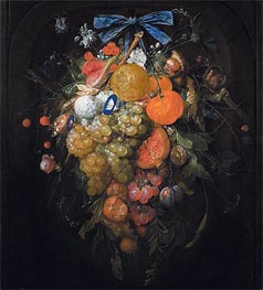 Festoon with Fruits and Flowers , Undated von Cornelis de Heem | Gemälde-Reproduktion