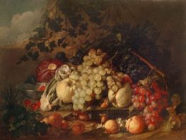 Still Life with Fruit and Vegetables in a Landscape | Cornelis de Heem | Painting Reproduction