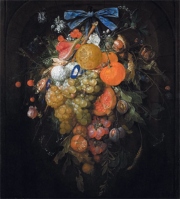 Festoon with Fruits and Flowers , n.d. by Cornelis de Heem | Painting Reproduction