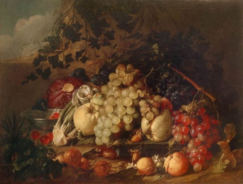 Still Life with Fruit and Vegetables in a Landscape, n.d. | Cornelis de Heem