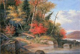 Carrying a Canoe to the River, St. Maurice, Undated by Cornelius Krieghoff | Painting Reproduction
