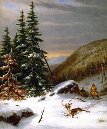 Indians Hunting a Caribou | Cornelius Krieghoff | Gemälde Reproduktion