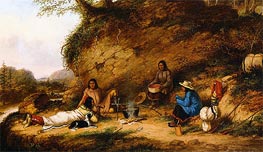Indian Encampment at Big Rock, c.1853 by Cornelius Krieghoff | Painting Reproduction