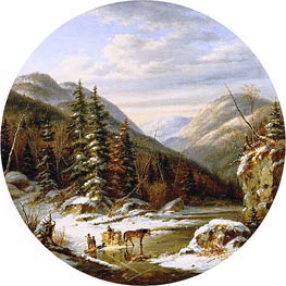 Early Winter on the St. Anne's, below Quebec, 1863 by Cornelius Krieghoff | Painting Reproduction
