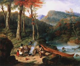 Huron Indians at Portage, 1850 by Cornelius Krieghoff | Painting Reproduction