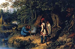 A Caughnawaga Indian Encampment, c.1848 by Cornelius Krieghoff | Painting Reproduction