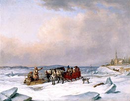 The Ice Bridge at Longue-Pointe, c.1848 by Cornelius Krieghoff | Painting Reproduction
