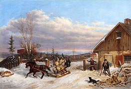 Running the Toll Gate, 1860 by Cornelius Krieghoff | Painting Reproduction
