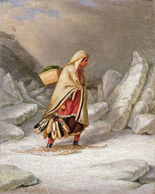 An Indian Woman Wearing Snowshoes, Undated | Cornelius Krieghoff | Painting Reproduction