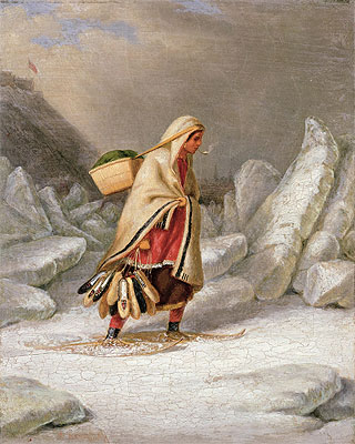 An Indian Woman Wearing Snowshoes, n.d. by Cornelius Krieghoff | Painting Reproduction