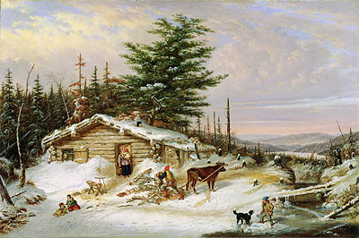 Settler's Log House, 1856 by Cornelius Krieghoff | Painting Reproduction