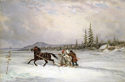 Habitants Sleighing, c.1855 by Cornelius Krieghoff | Painting Reproduction