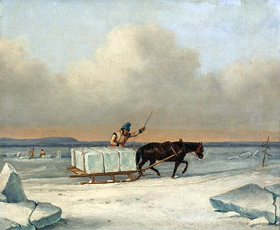 The Ice Cutters on the St. Lawrence at Longueuil, 1850 by Cornelius Krieghoff | Painting Reproduction