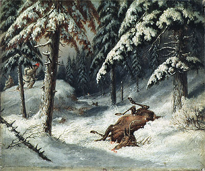 Cerf Mort, n.d. by Cornelius Krieghoff | Painting Reproduction