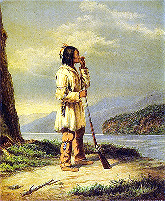 Calling Moose, 'Huron' Indian, c.1868 | Cornelius Krieghoff | Gemälde Reproduktion
