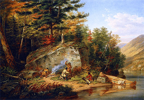 Chippewa Indians at Lake Huron, 1864 | Cornelius Krieghoff | Painting Reproduction
