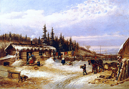 Log Hut on the St. Maurice, 1862 | Cornelius Krieghoff | Gemälde Reproduktion