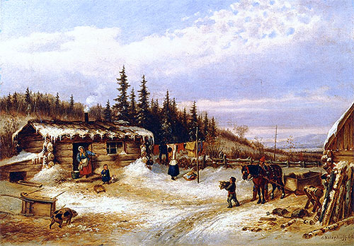 Blockhütte am St. Maurice | Cornelius Krieghoff | Gemälde Reproduktion
