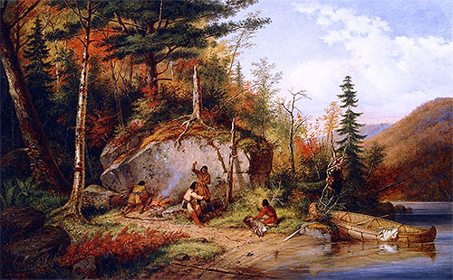 Canadian Autumn, View on the Road to Lake St. John, 1862 | Cornelius Krieghoff | Gemälde Reproduktion