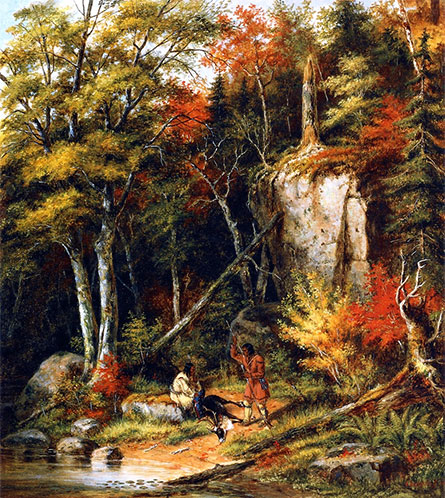 Indian Hunters on the St. Maurice River, 1860 | Cornelius Krieghoff | Painting Reproduction