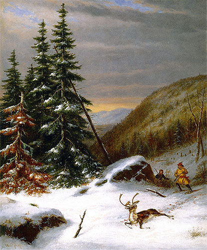 Indians Hunting a Caribou, c.1860 | Cornelius Krieghoff | Painting Reproduction